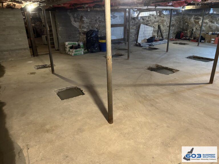 Basement support area prepared for structural work by 603