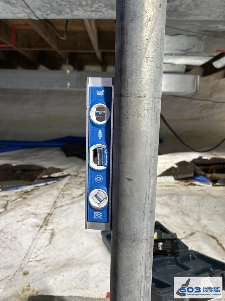 Setting the column plumb and level