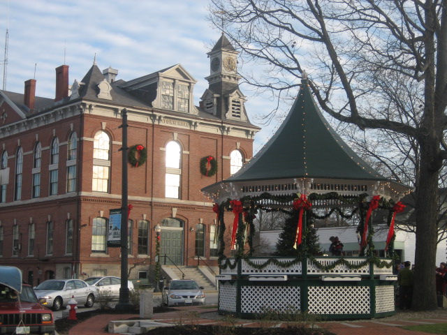The Pillsbury Bandstand at the Milford Oval (Union Square) in downtown Milford, New Hampshire