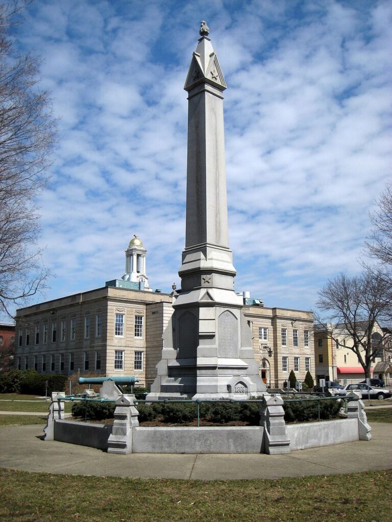Waltham City Hall and Common in Waltham, Massachusetts
